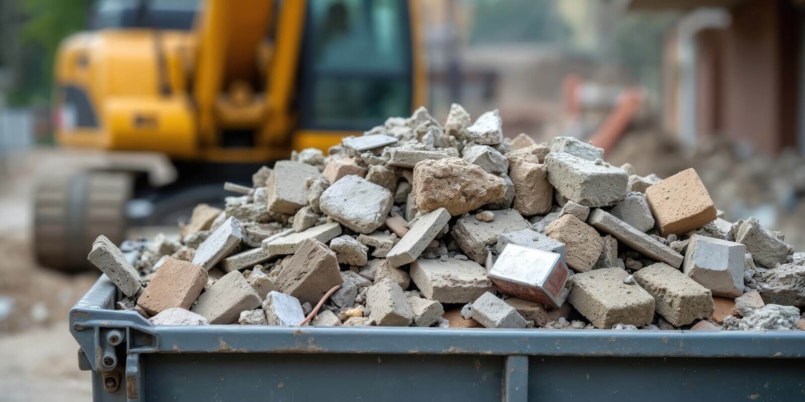 pile of shattered construction waste after building demolition